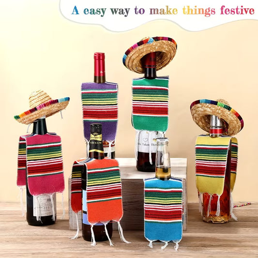 Cinco De Mayo Beer Bottle Covers - Mexican Serape Ponchos