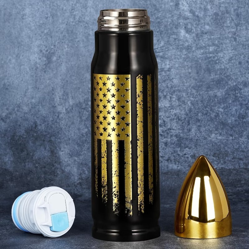 Black Bullet Thermos with American Flag