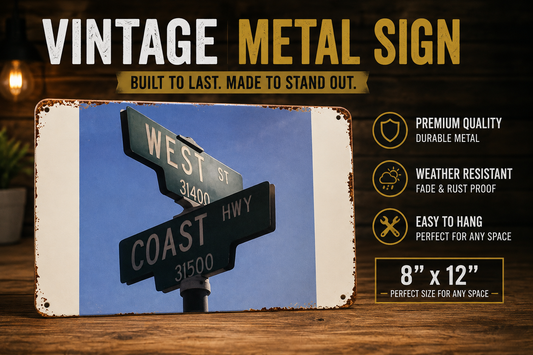 Classic West Coast Metal Sign = 8x12 Wall Decor