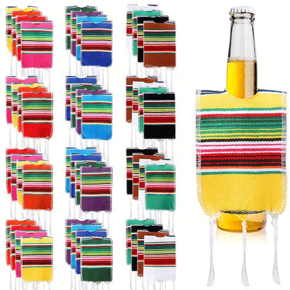 Cinco De Mayo Beer Bottle Covers - Mexican Serape Ponchos