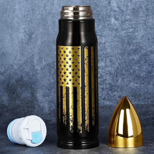 Black Bullet Thermos with American Flag